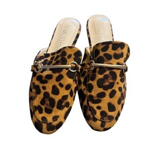 MUSSHOE Shoes Womens Size 5 Leopard Print Mules Loafers Slip On Gold Bit